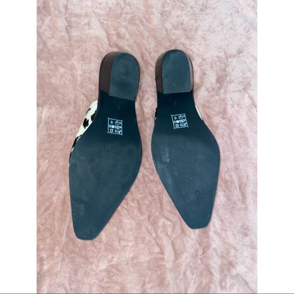 🛑SOLD🛑 ASOS Cow Print Pony Leather Mules size 9 /  low heel cowboy Western - Picture 7 of 8